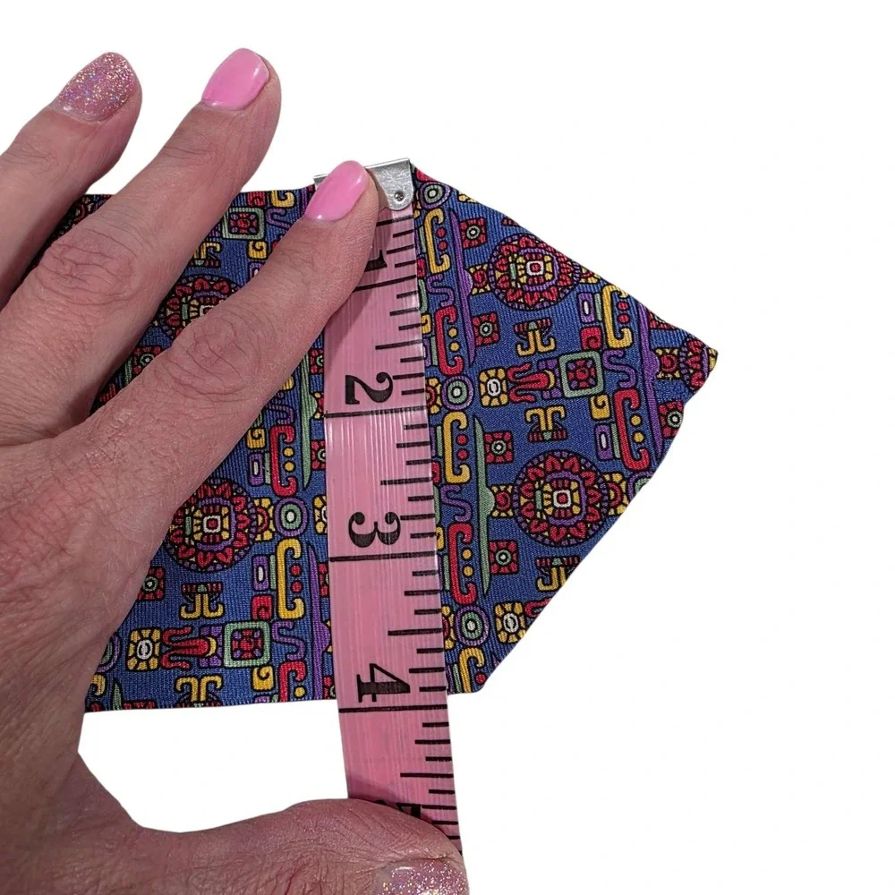 Christian Dior Mens Silk Jacquard Pattern Tie‎ Purple Green Geometric Designer